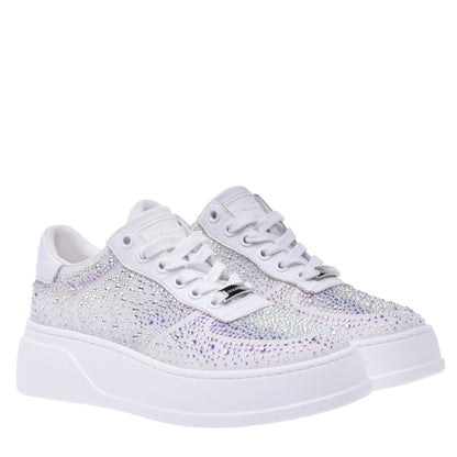 Sneakers en tissu argenté