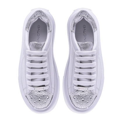 Sneakers en tissu argenté