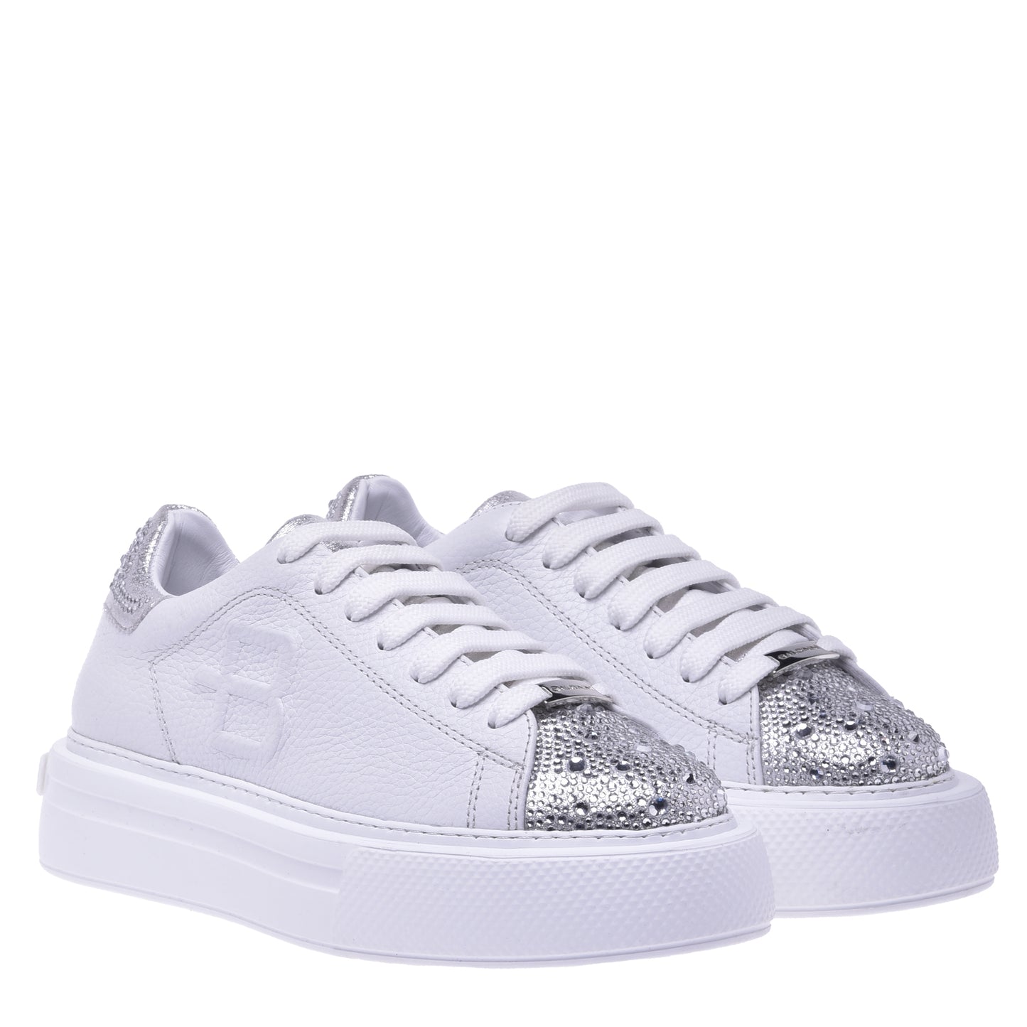 Sneakers en tissu argenté