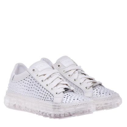 Sneakers en tissu argenté