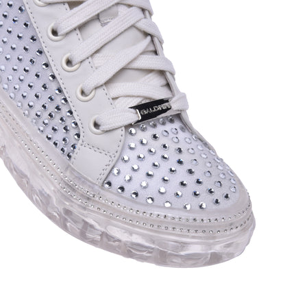 Sneakers en tissu argenté