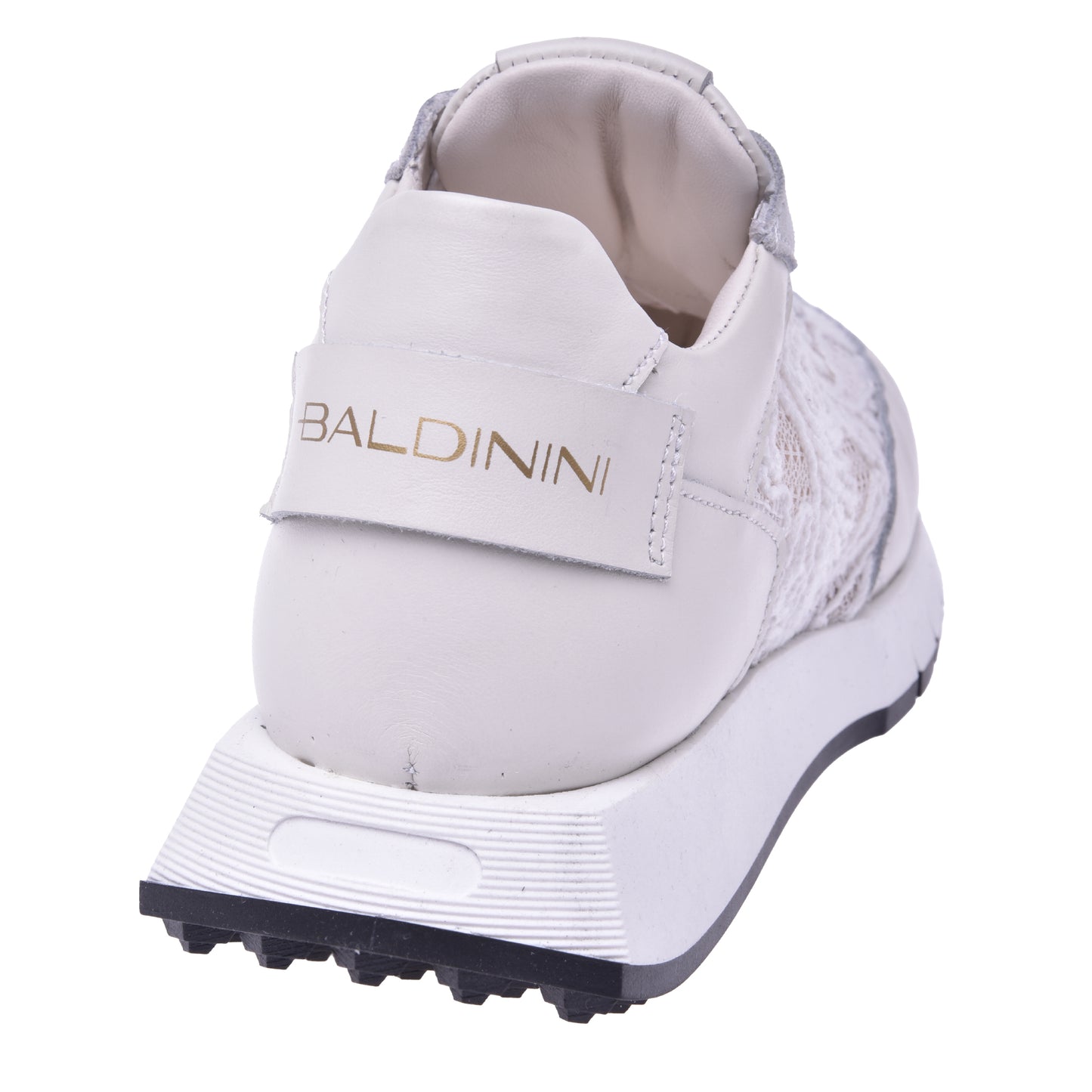 Sneakers en nappa et dentelle blanche
