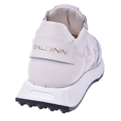 Sneakers en nappa et dentelle blanche