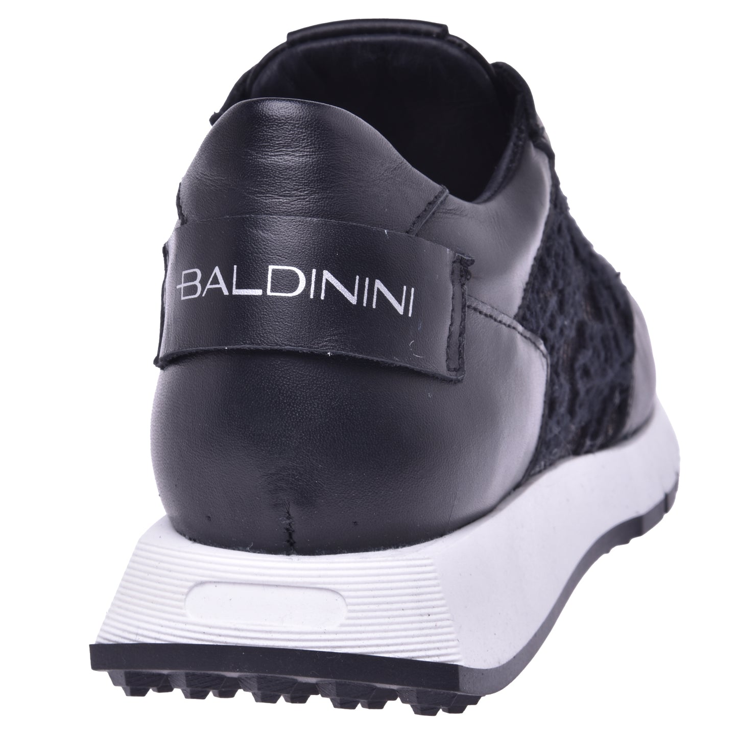 Sneakers en nappa et dentelle noire