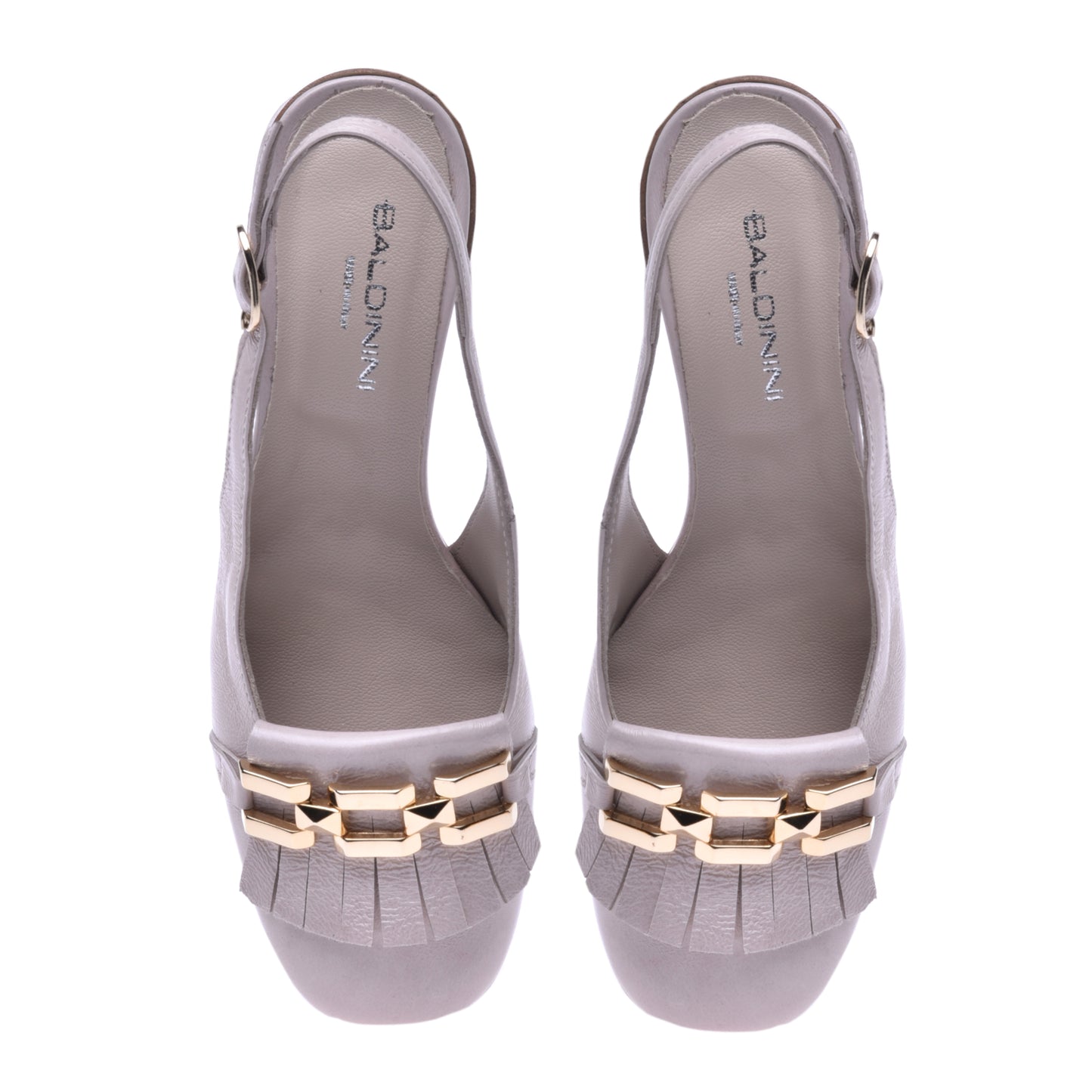 Ballerines en cuir verni crème