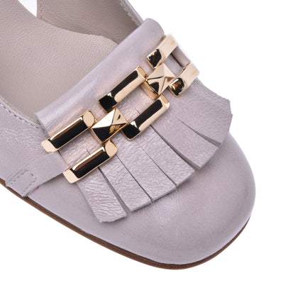 Ballerines en cuir verni crème