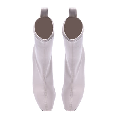 Bottillons en similicuir crème