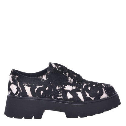 Derby in pony hair calf with black and white print