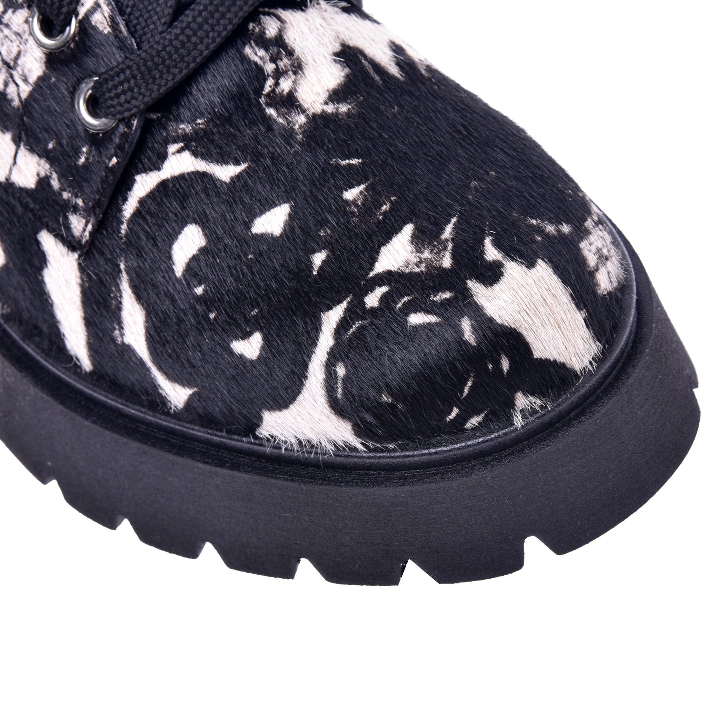 Derby in pony hair calf with black and white print