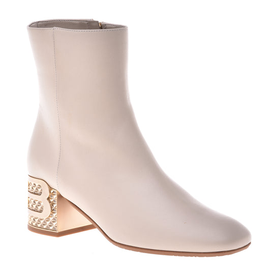 Beige calfskin ankle boots