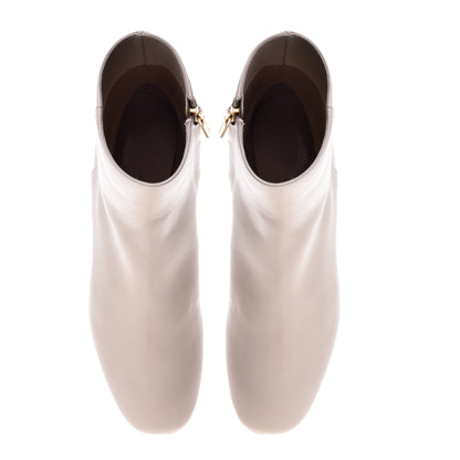 Beige calfskin ankle boots