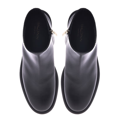 Black calfskin ankle boots
