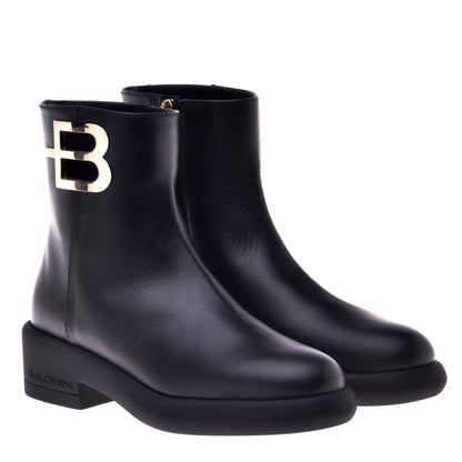 Black calfskin ankle boots