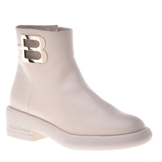 Beige calfskin ankle boots