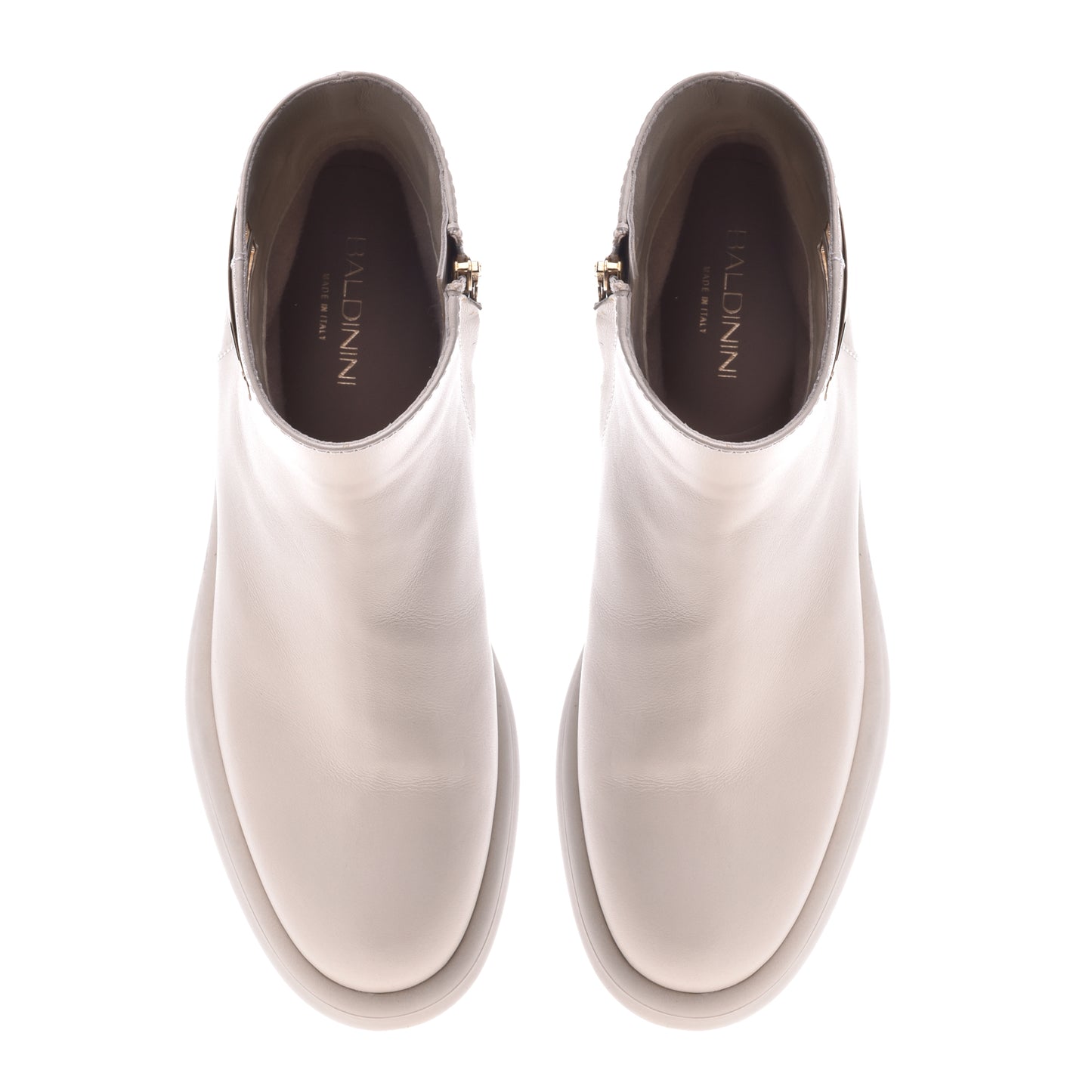 Beige calfskin ankle boots