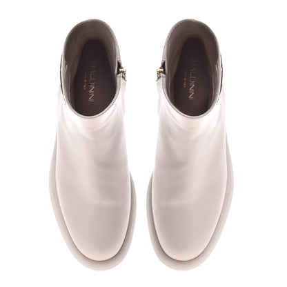 Beige calfskin ankle boots