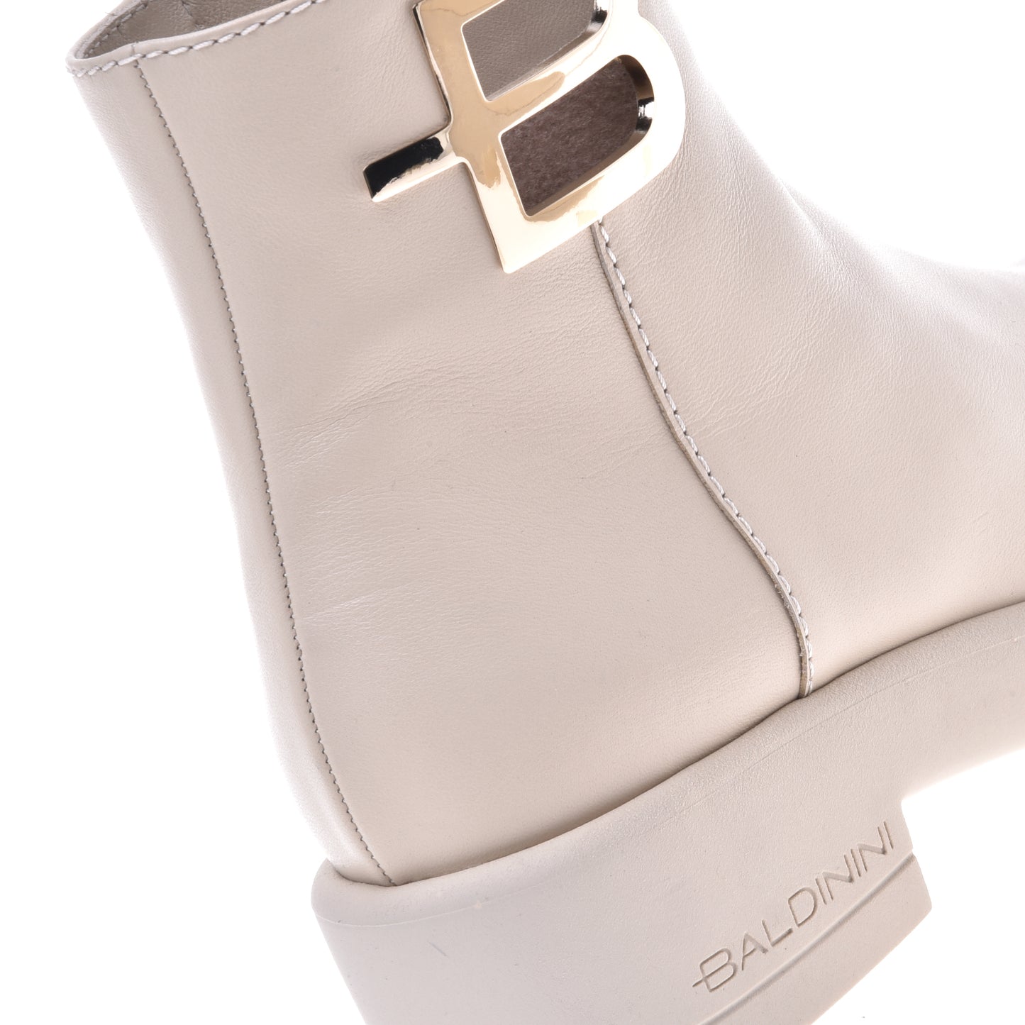 Beige calfskin ankle boots