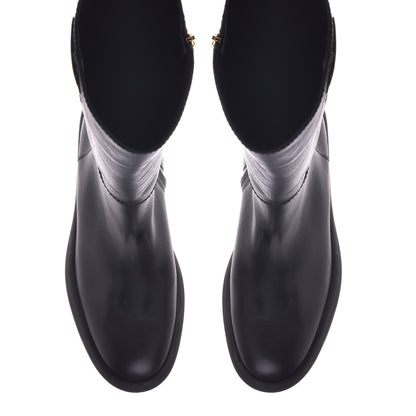 Botte noire en cuir de veau