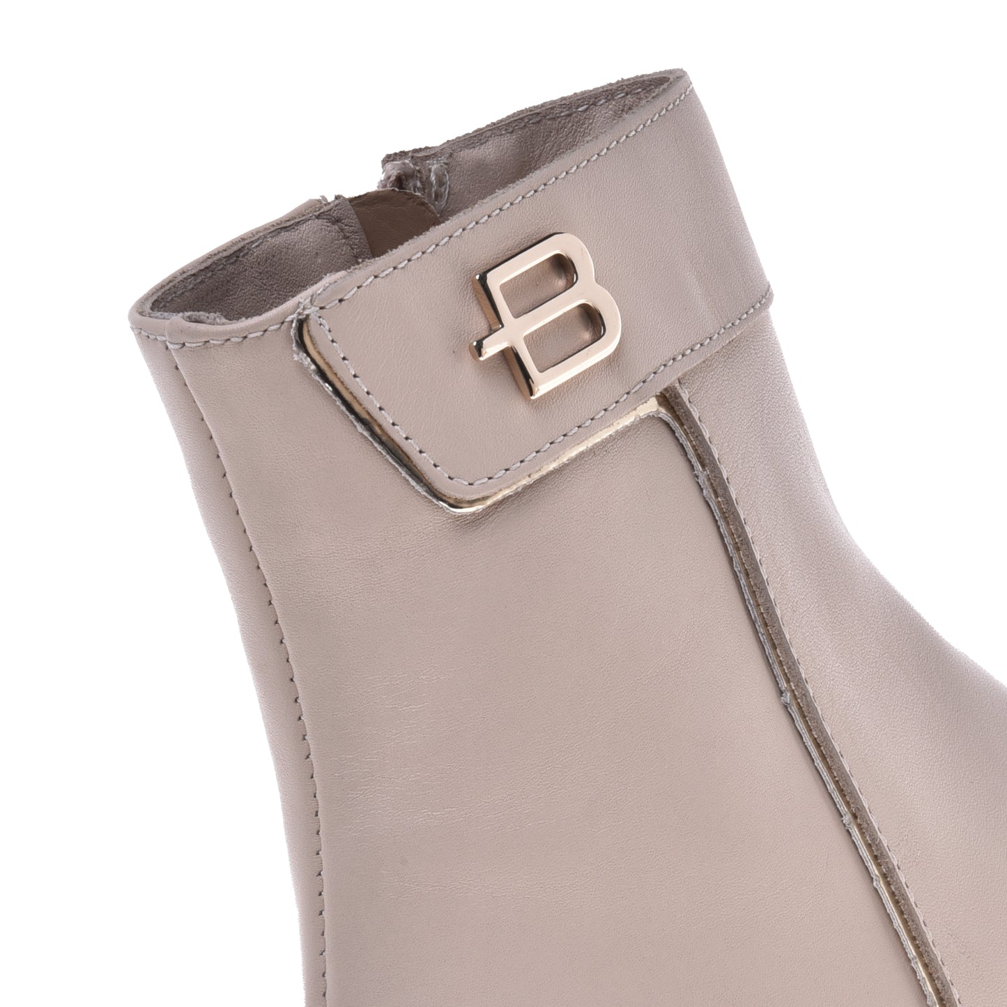 Beige and platinum calfskin ankle boots