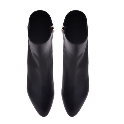 Black calfskin ankle boots