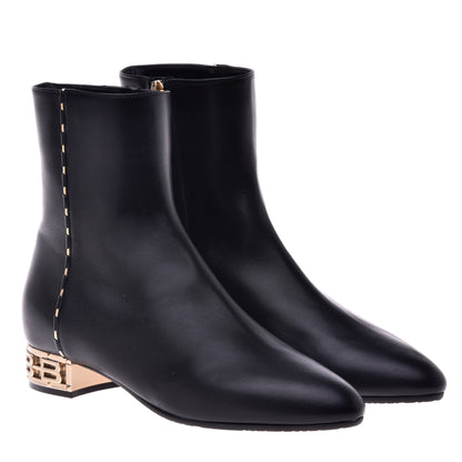 Black calfskin ankle boots
