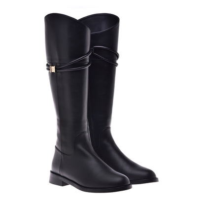 Botte noire en cuir de veau