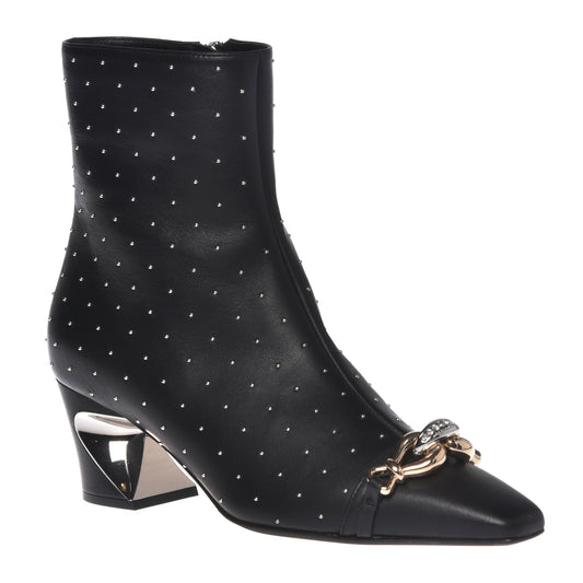 Black calfskin ankle boots