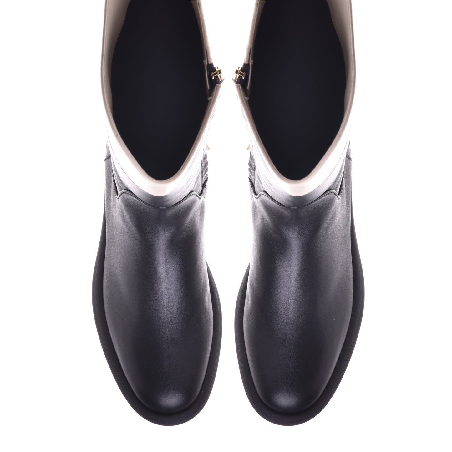 Botte noir et beige en cuir de veau