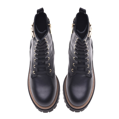 Black calfskin ankle boots
