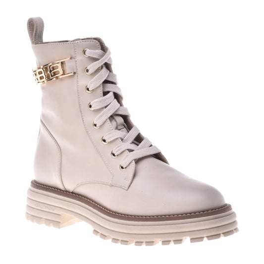 Beige calfskin ankle boots