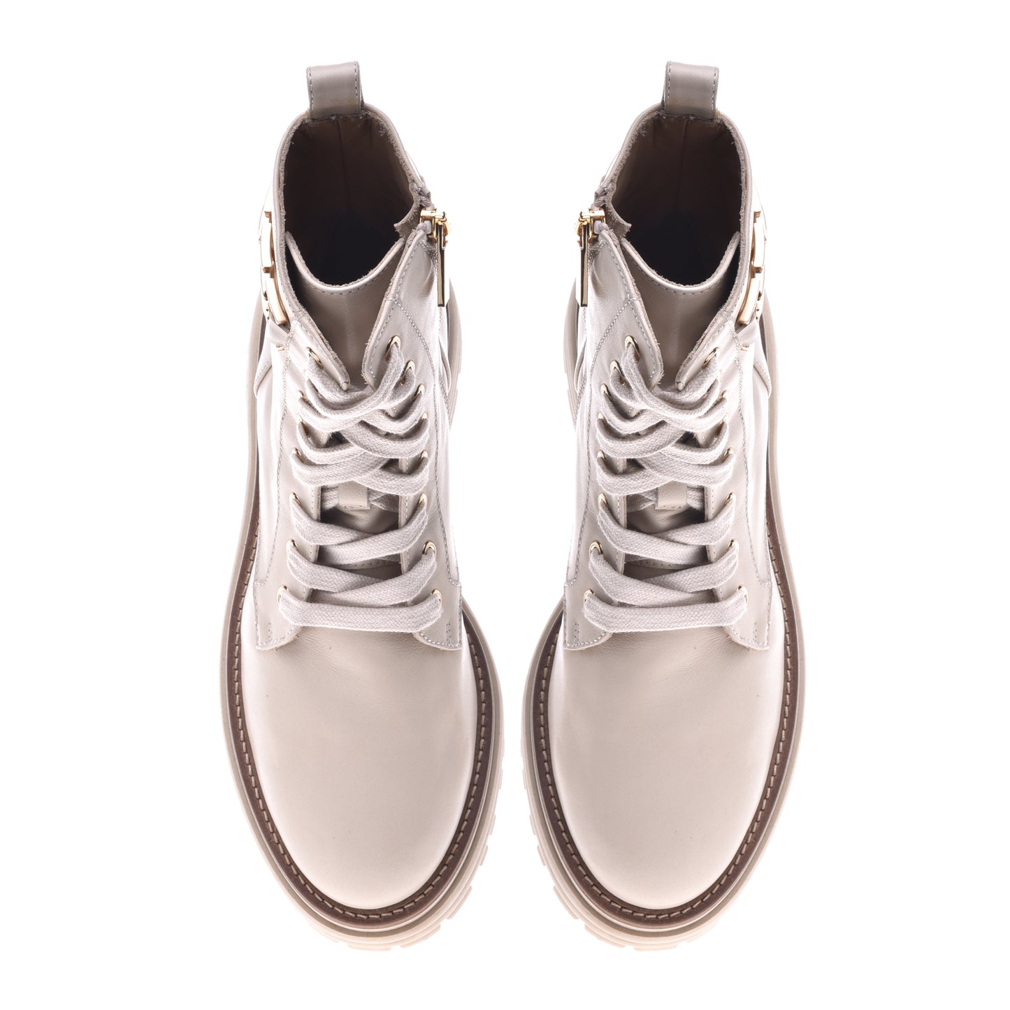 Beige calfskin ankle boots