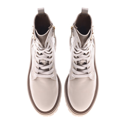 Beige calfskin ankle boots
