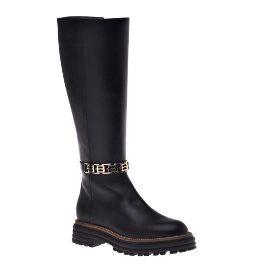 Botte noire en cuir de veau