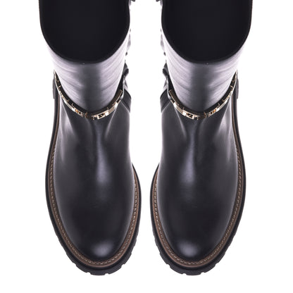 Botte noire en cuir de veau