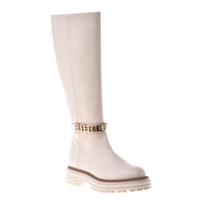 Botte beige en cuir de veau