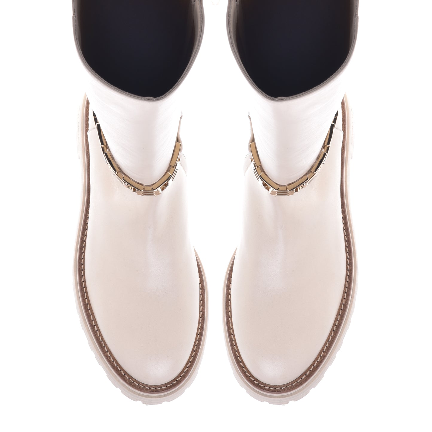 Botte beige en cuir de veau