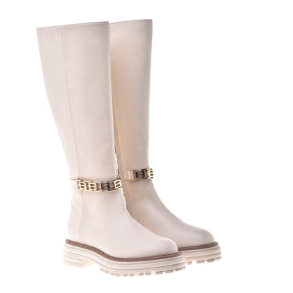 Botte beige en cuir de veau