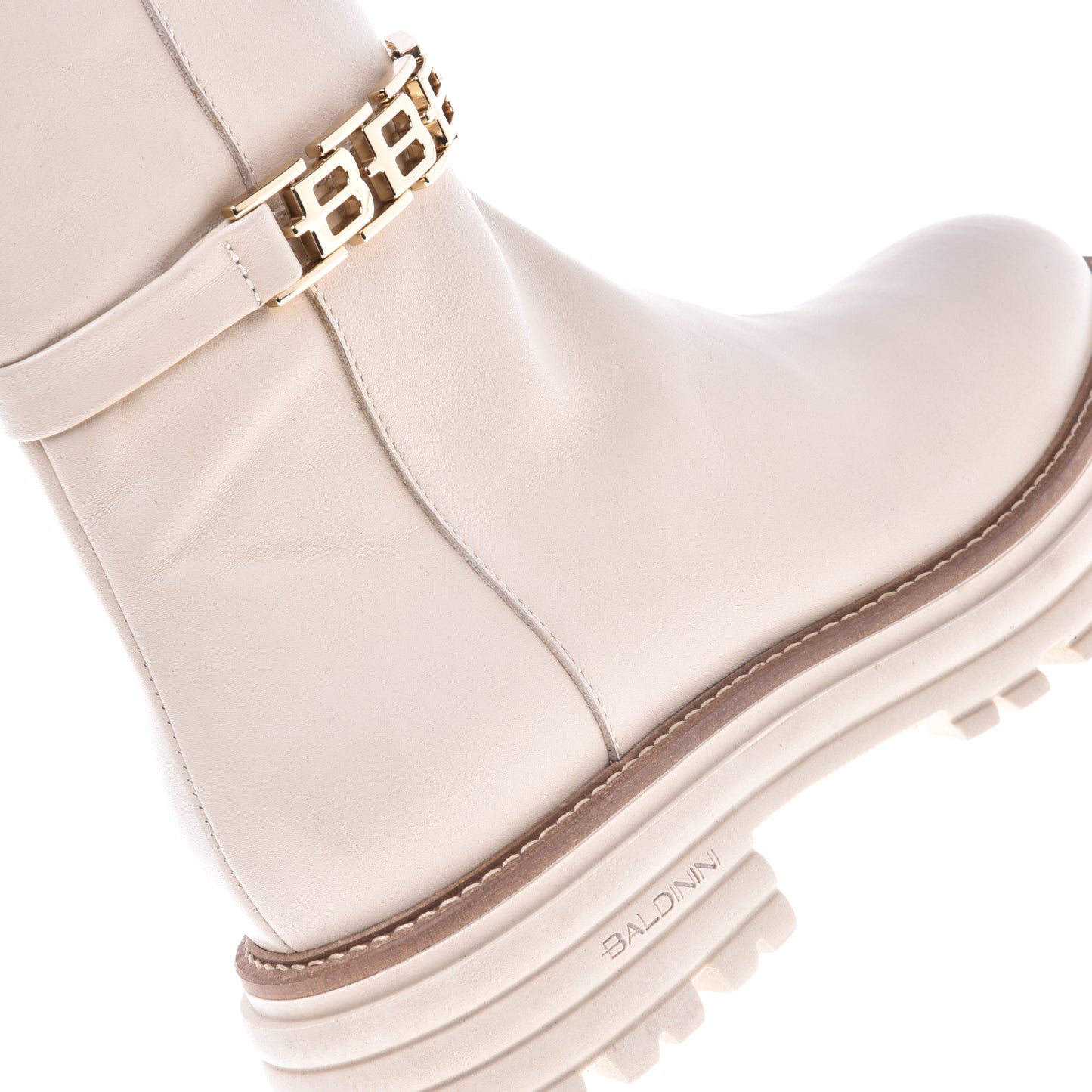 Botte beige en cuir de veau