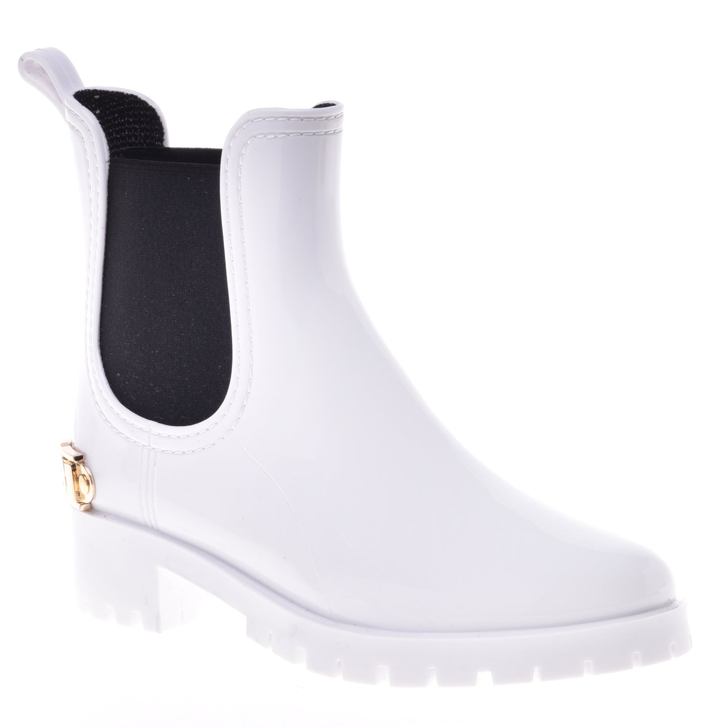 White rubber ankle boot