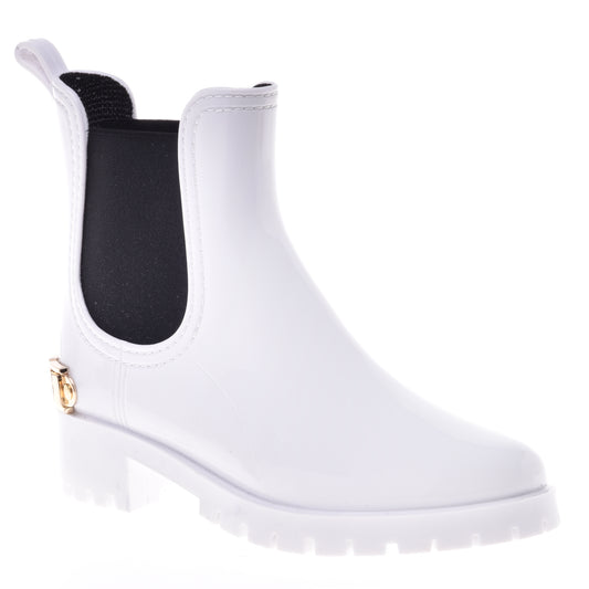 White rubber ankle boot