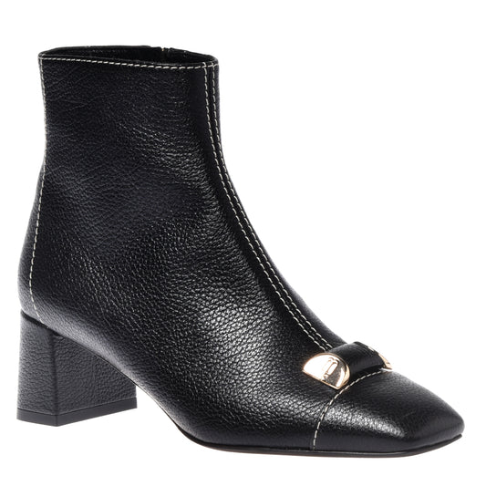 Black leather ankle boot