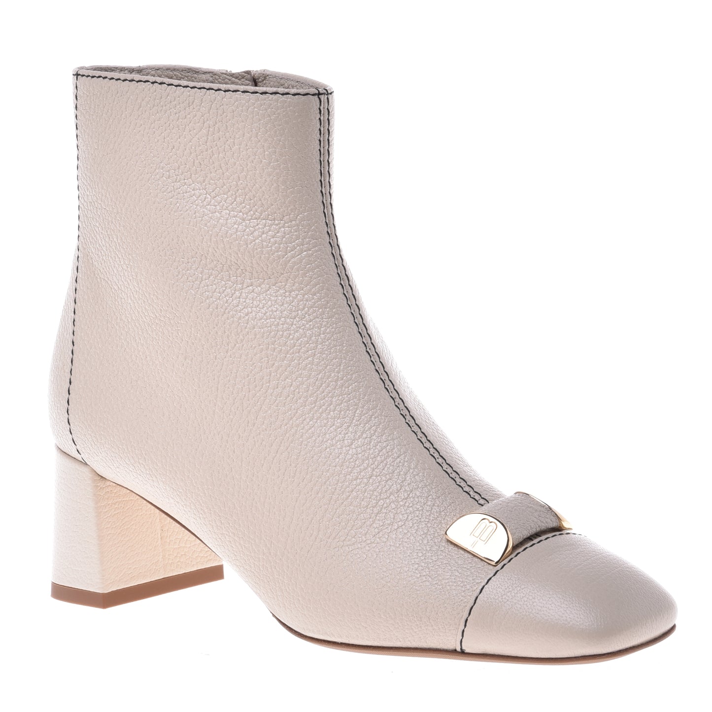 Bottine beige en cuir