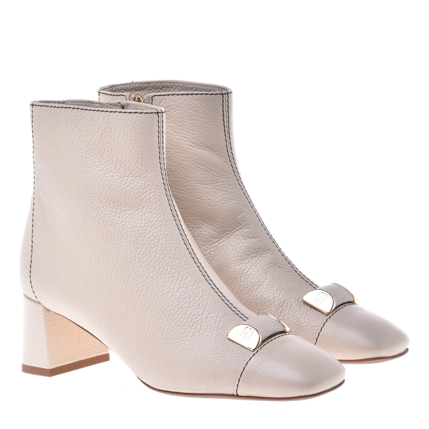 Bottine beige en cuir
