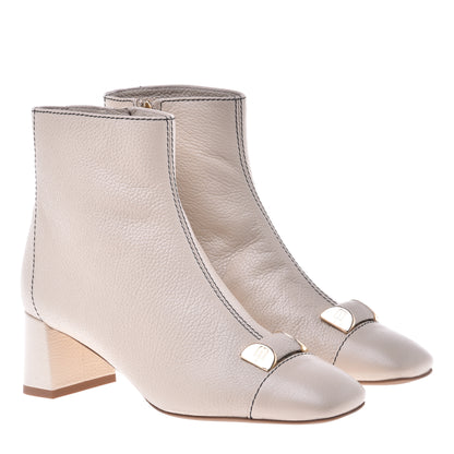 Bottine beige en cuir