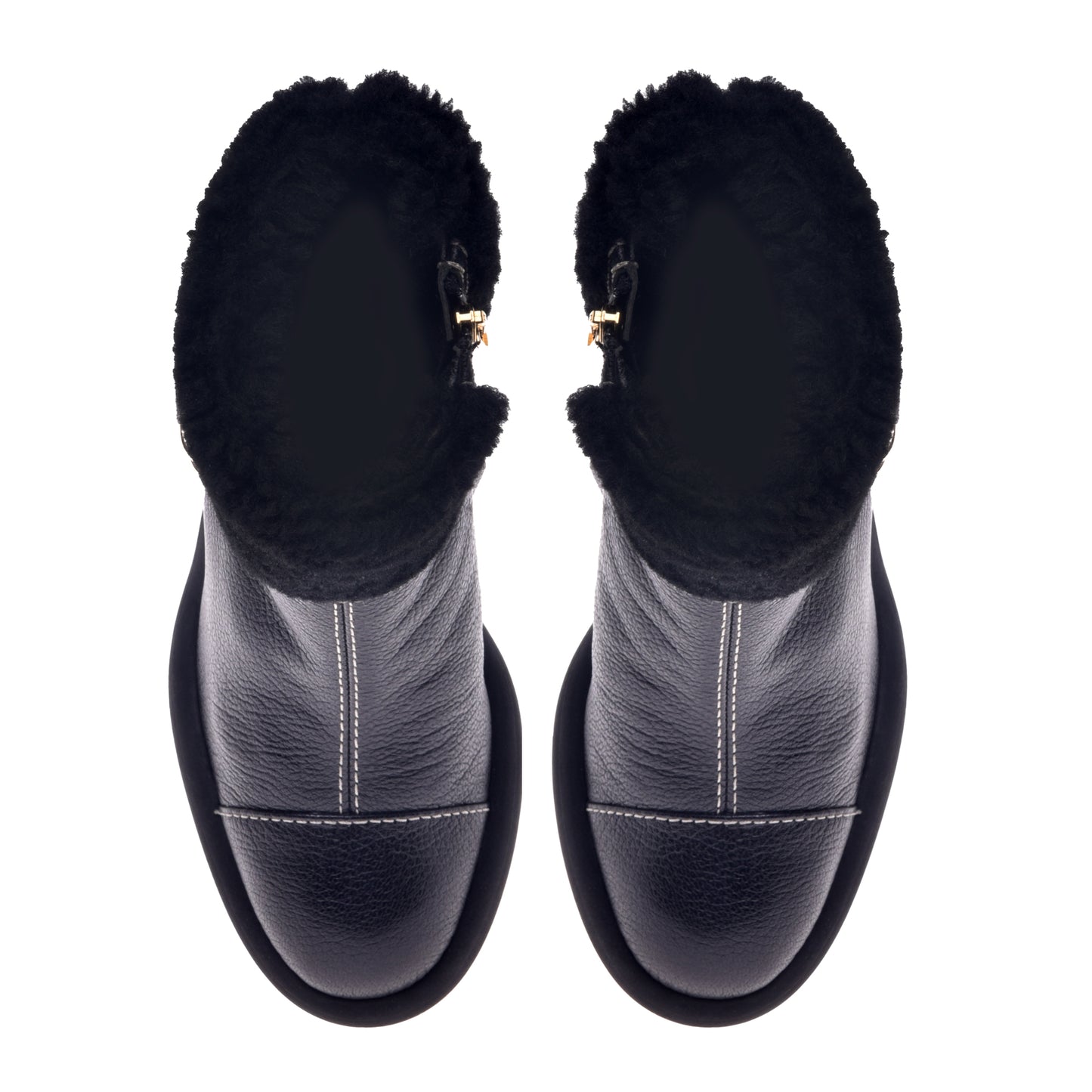 Black leather ankle boot