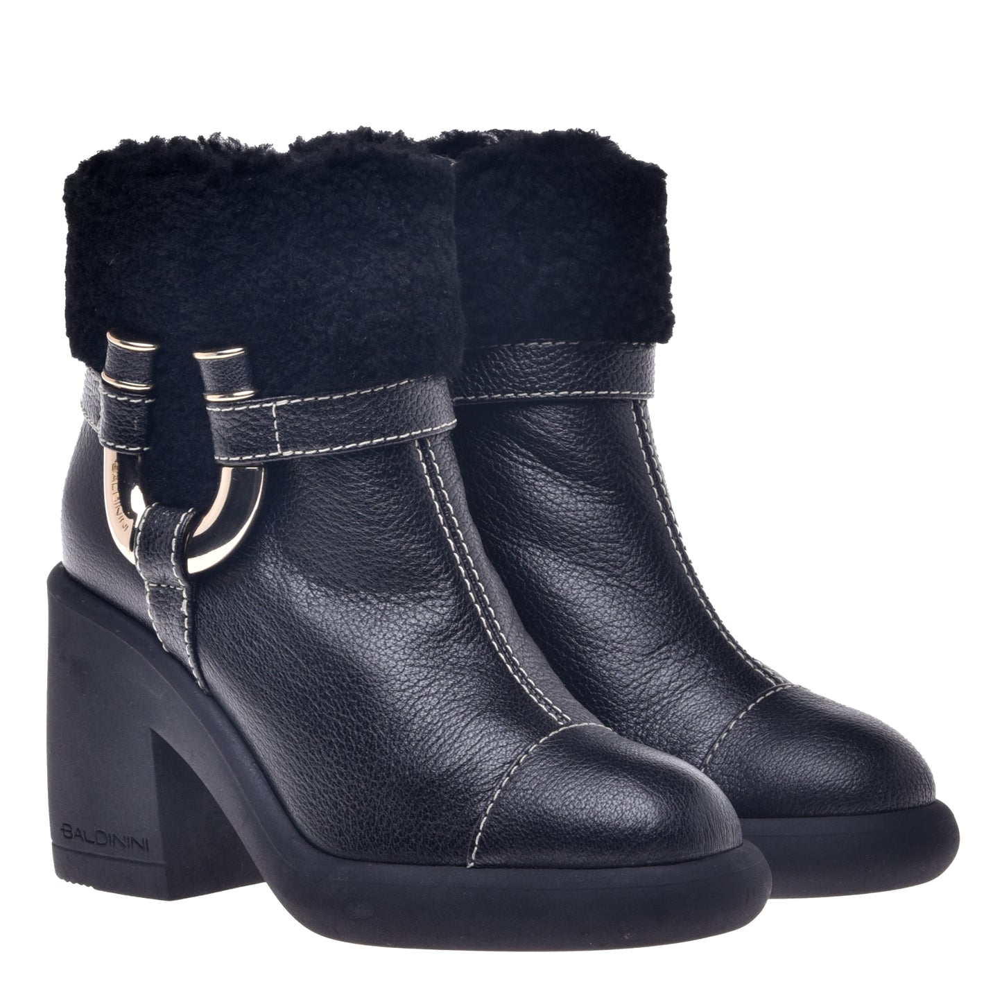 Black leather ankle boot