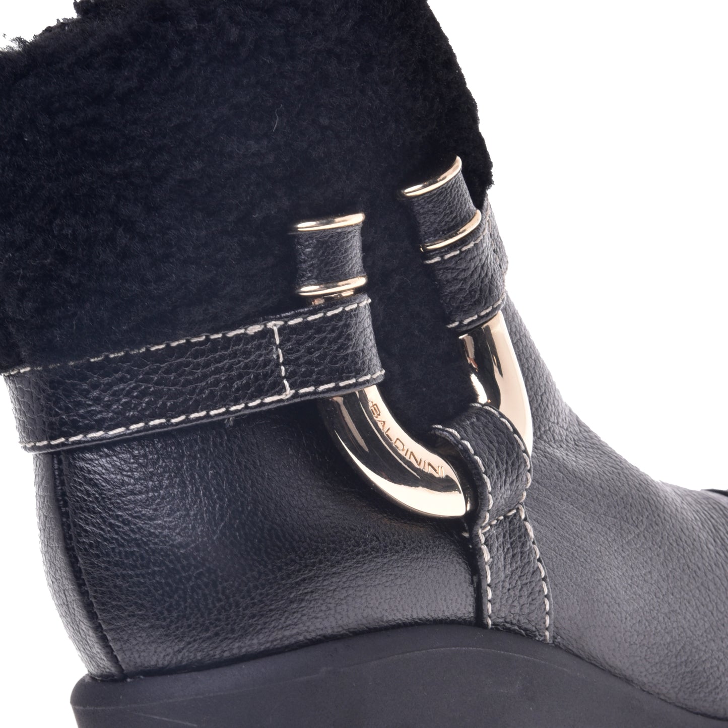 Black leather ankle boot