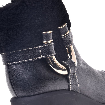 Black leather ankle boot
