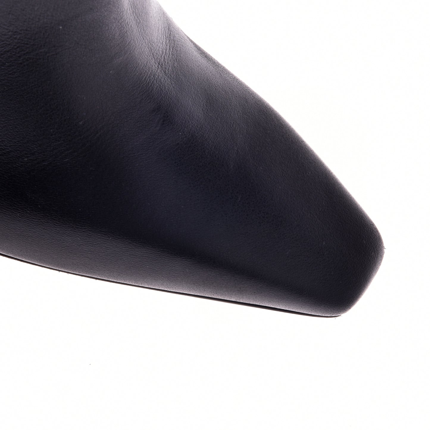 Black and platinum calfskin ankle boots