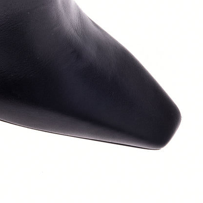 Black and platinum calfskin ankle boots